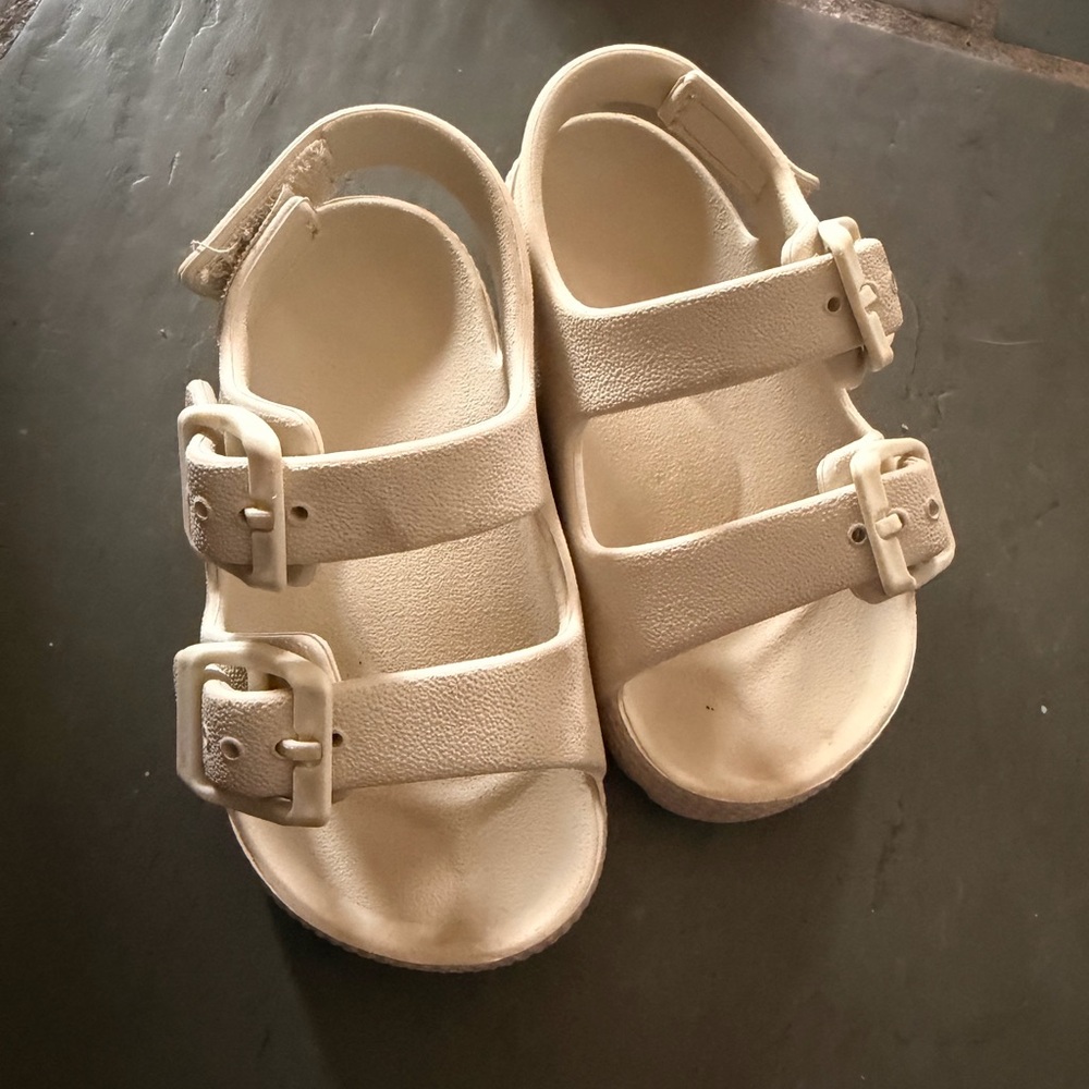 Cream Double-Buckle Kids Sandals